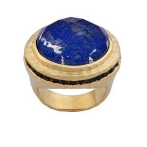   , Lapis Lazuli and White Quartz Doublets Domed Shape Ring, Size 6