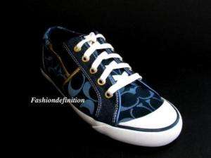 New Coach Navy Blue Denim BARRETT Sneakers Shoes 8  