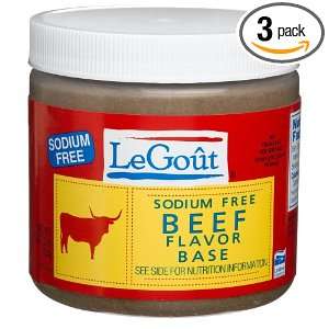 Legout Beef Flavored Soup Base, Salt Free, 16 Ounce Units (Pack of 3)