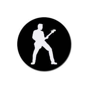  Bass Guitar player Round Rubber Coaster set 4 pack Great 