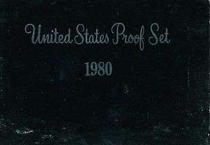 1980 PROOF SET BLACK BOX 6 COINS  