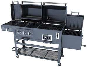 NEW Large 4 in 1 Combo Gas Charcaol Grill 3 Burner with BBQ Smoker Box 