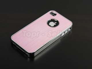 Pink Steel Chrome Deluxe Case Case For iPhone 4 4S + Screen Protector 