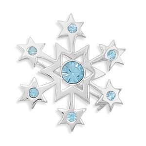  Aqua Crystal Snowflake Pin Jewelry