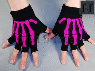 New & Pink And Black Skull Bones Fashion Gloves F2051  
