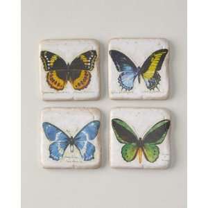  Coldwater Creek Set of 4 butterfly Multicolor coasters 