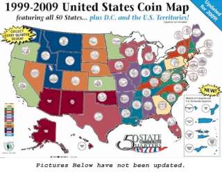 Complete Set of 50 State Quarter Holder, Big Album Map  
