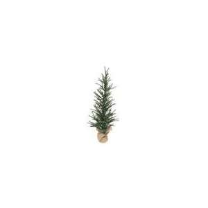 Pack of 2 Evergreen Pine Twig Christmas Trees With Burlap Base  