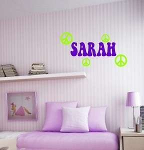 Hip Name with Peace Signs Wall Decal Words Lettering  