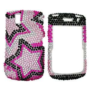  For Blackberry Tour Bling Hard Case Star Pink Slvr Gems 