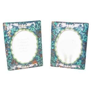  Porcelain picture frame   set of 2   handpainted