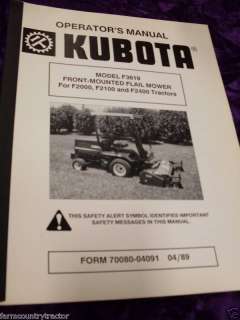 Kubota F3619 Flail Mower Operators Manual  
