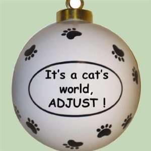 Cats World Round Paw Print Ornament 