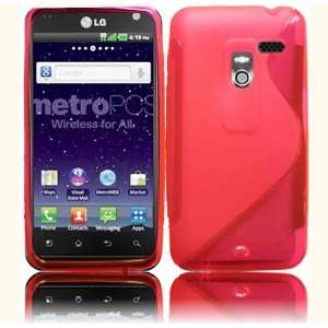  Red S Shape TPU Case Cover for LG Revolution VS910 Esteem 