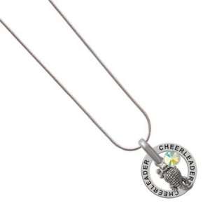 Silver Horned Toad Charm on Cheerleader Snake Chain Necklace AB 
