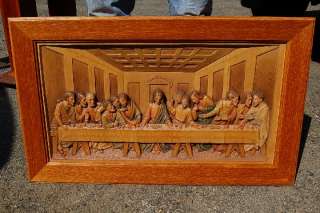 Hand Carved Last Supper in wood + + + chalice co. +  