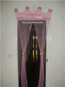 Pink Princess Crown Door Curtain with Crown Tie Backs  