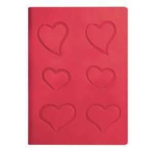 Pink Embossed Hearts Leather Journal Diary, Lined, 6x8  