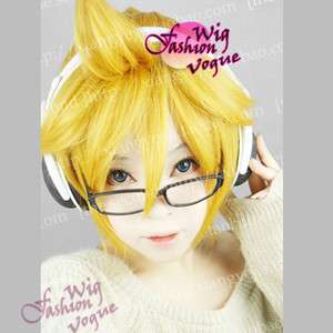 Vocaloid Kagamine Len Cosplay Short Golden Blonde Hair Wig  