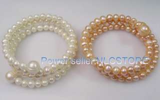 Rare 2pcs genuine pearl bracelet white pink  