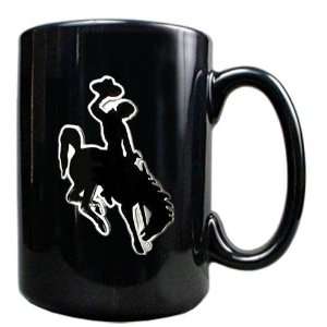 Wyoming Cowboys 15 Ounce Black Ceramic Mug  Sports 