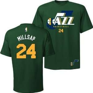 Utah Jazz Paul Millsap Name & Number T Shirt (Green 