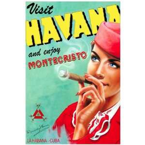 11x 14 Poster.  VIsit Havana & enjoy Montecristo  Travel/Cigar 