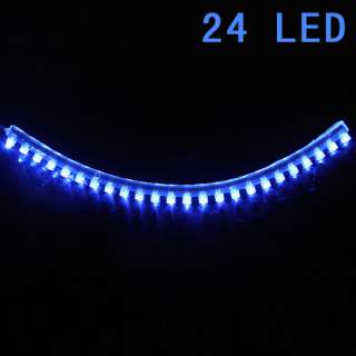Blue 24CM LED Strip Car Auto Motorcycle Flexible Grill Light Lamp Bulb 