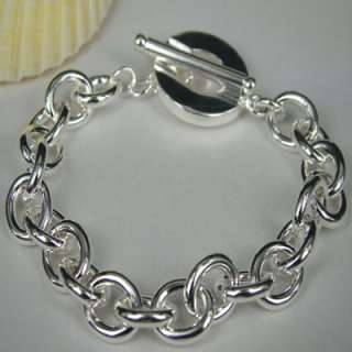  wholesale solid silver fashion T O chain bangle bracelet 