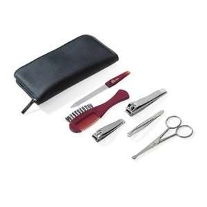 Grooming Set for Men in a Black Leather Case by Erbe. Made in Solingen 