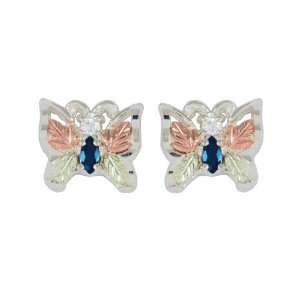  Sapphire and Diamond Butterfly Sterling Silver Earrings Jewelry