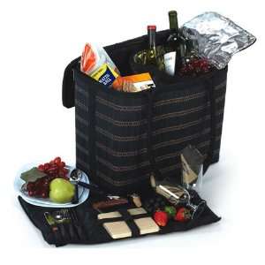  Sophisticated 2 Person Bamboo Picnic Tote Set with 