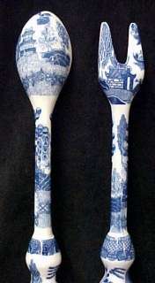 Blue Willow China Salad Fork & Spoon Serving Utensils  