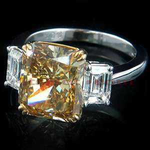 38ct Deep Brown Diamond Engagement Ring Radiant Cut  