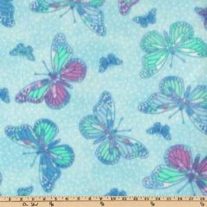   Fleece Flutterbies Blue Fabric By The Yard Arts, Crafts & Sewing