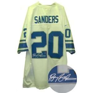  Barry Sanders Signed White Reebok Lions Jersey Everything 