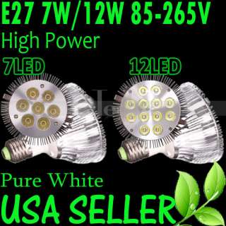 Par30/38 E27 85 265V 7W/12W Pure White High Power LED Spotlight Lamp 