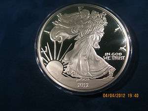 2012 Proof Silver Eagle troy lb .999 fine silver 3 1/2 inch diameter 