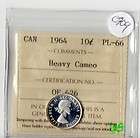 Canada 1964, 10 Cents (Dime) Silver, ICCS Graded PL 66 