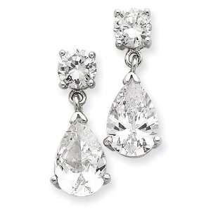  CZ Pear Shaped Dangle Earrings in Sterling Silver Jewelry