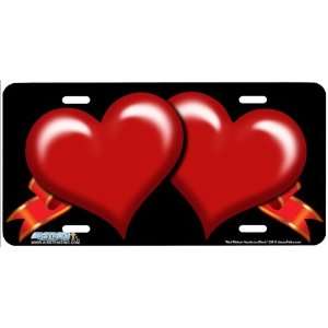 339 Red Ribbon Hearts on Black Heart Airbrushed License Plates Car 