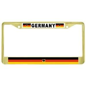  Germany German Eagle Flag Gold Tone Metal License Plate 