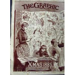  1885 Antique Print Children Christmas Decorations