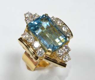 Stunning 28 Carat Natural Aquamarine and Diamond Ring  