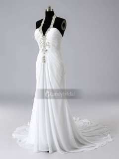 Charming Halter Beads Stock Beach Maggie Wedding Dress A3240 Bridal 