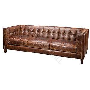 Abcott 3 Seater Distressed Aged Leather Sofa  