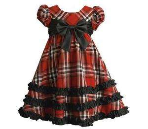 Bonnie Jean Girls Plaid Satin Bow Boutique Holiday Pageant Wedding 