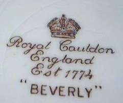 The Royal Cauldon Backstamp, as pictured, was used from 1930 to 1950.