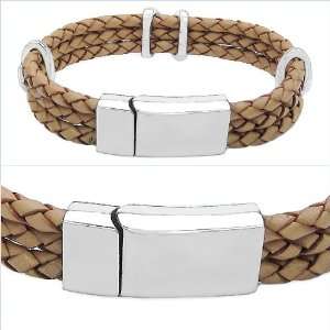  12.00mm Triple Layer Braided Bolo Leather Bracelet with 
