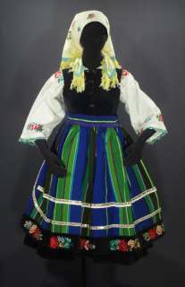   Costume [Lowicz] embroidered blouse apron shawl dress POLAND  